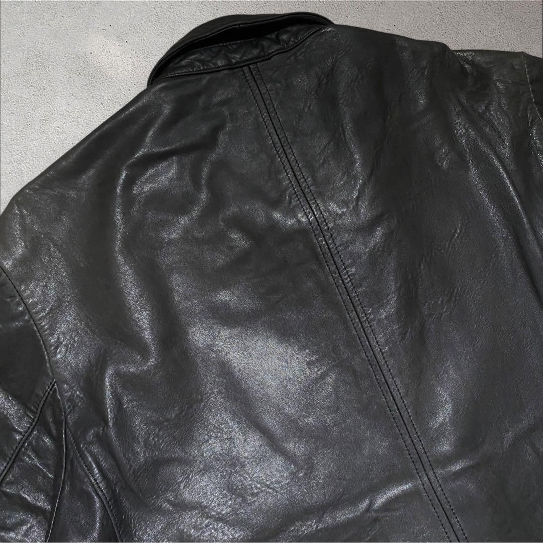 山田レザードリズラーXLトラッカージャケットジップアップブラック短丈G1本