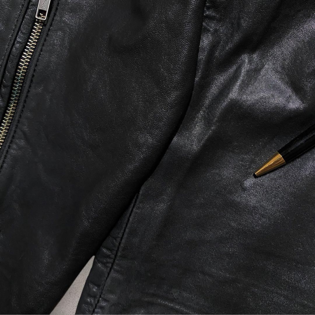 山田レザードリズラーXLトラッカージャケットジップアップブラック短丈G1本