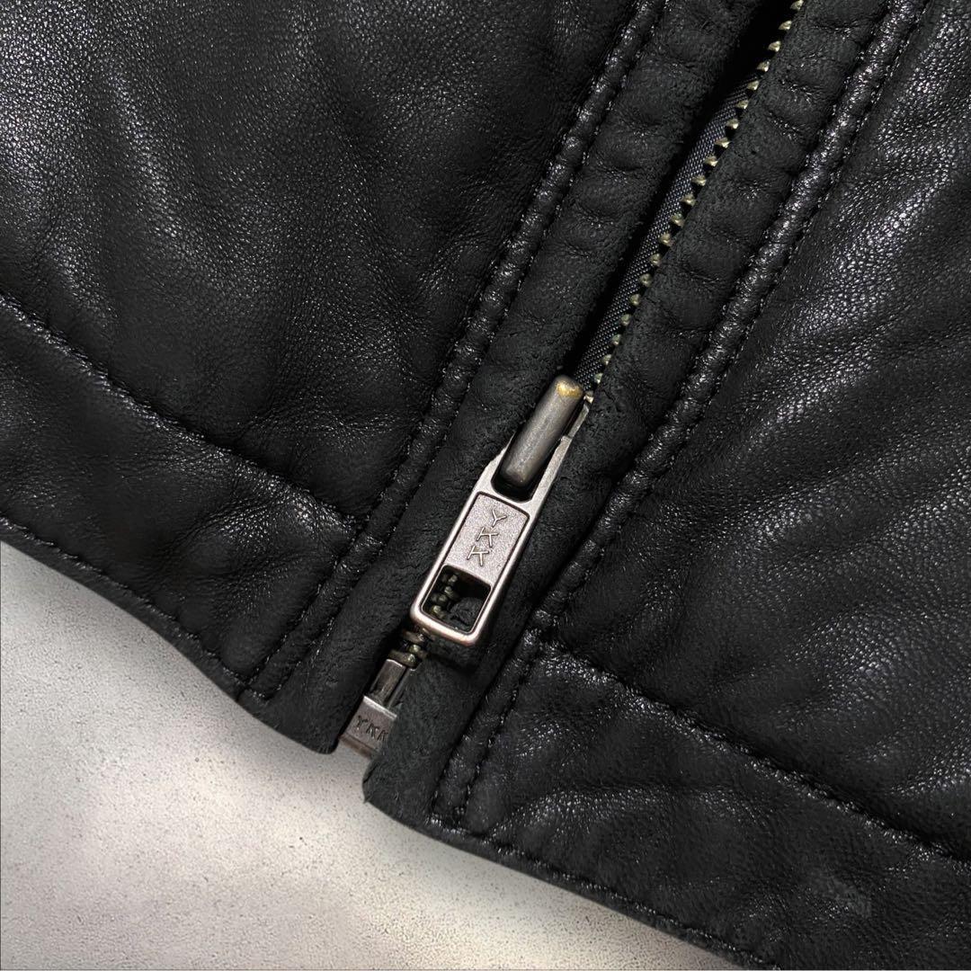 山田レザードリズラーXLトラッカージャケットジップアップブラック短丈G1本