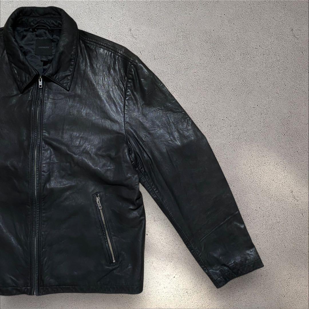 山田レザードリズラーXLトラッカージャケットジップアップブラック短丈G1本