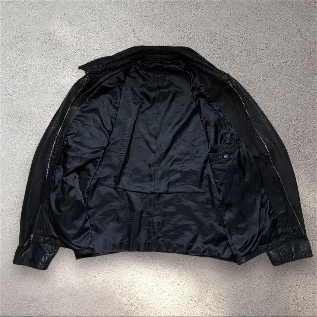 山田レザードリズラーXLトラッカージャケットジップアップブラック短丈G1本