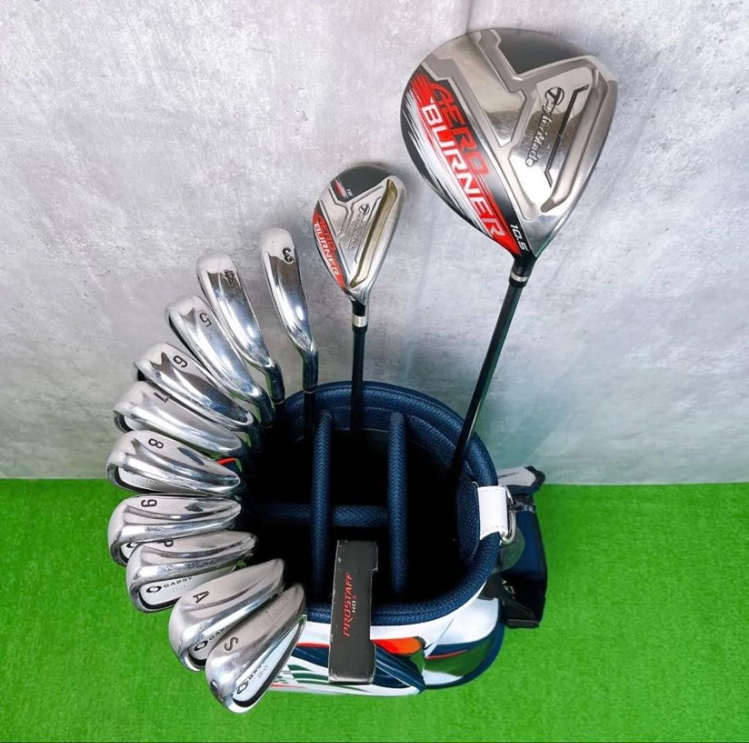 テーラーメイド エアロバーナー ブラック ゴルフクラブ メンズ セット 右打ち