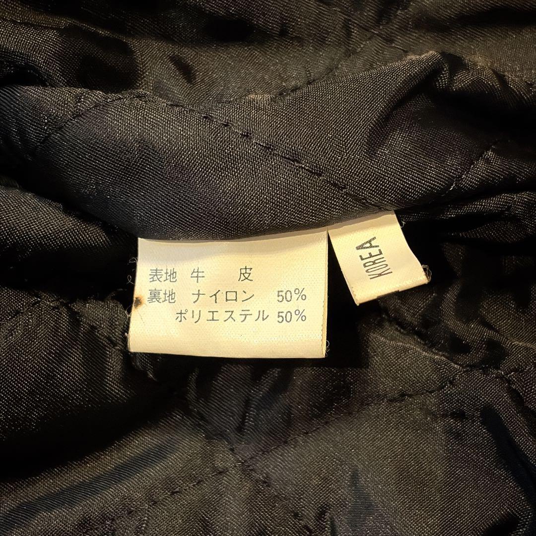 90s ダブル ライダース 牛革 ブラック 黒 ビンテージ フェード 古着 L