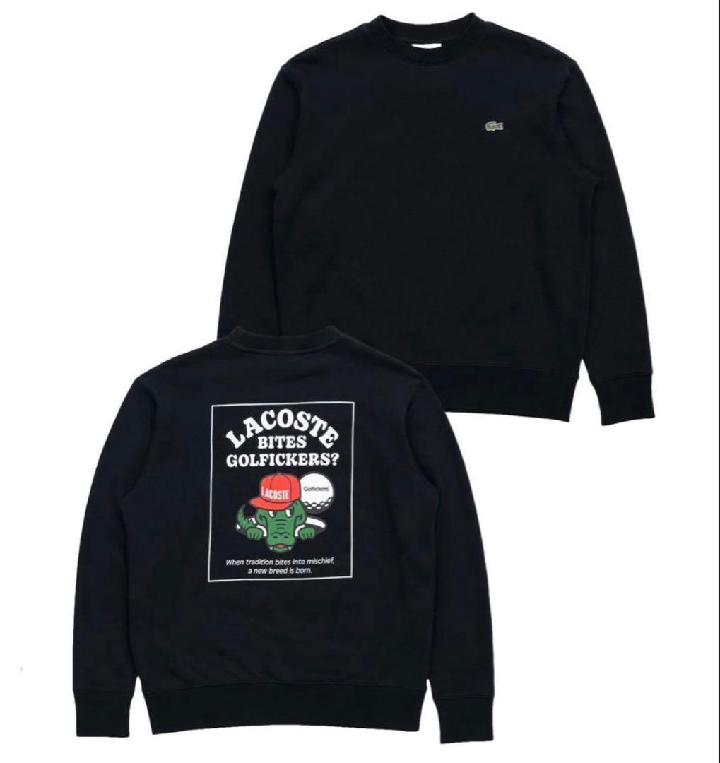 golfickers LACOSTE ブラック クルーネック セーター
