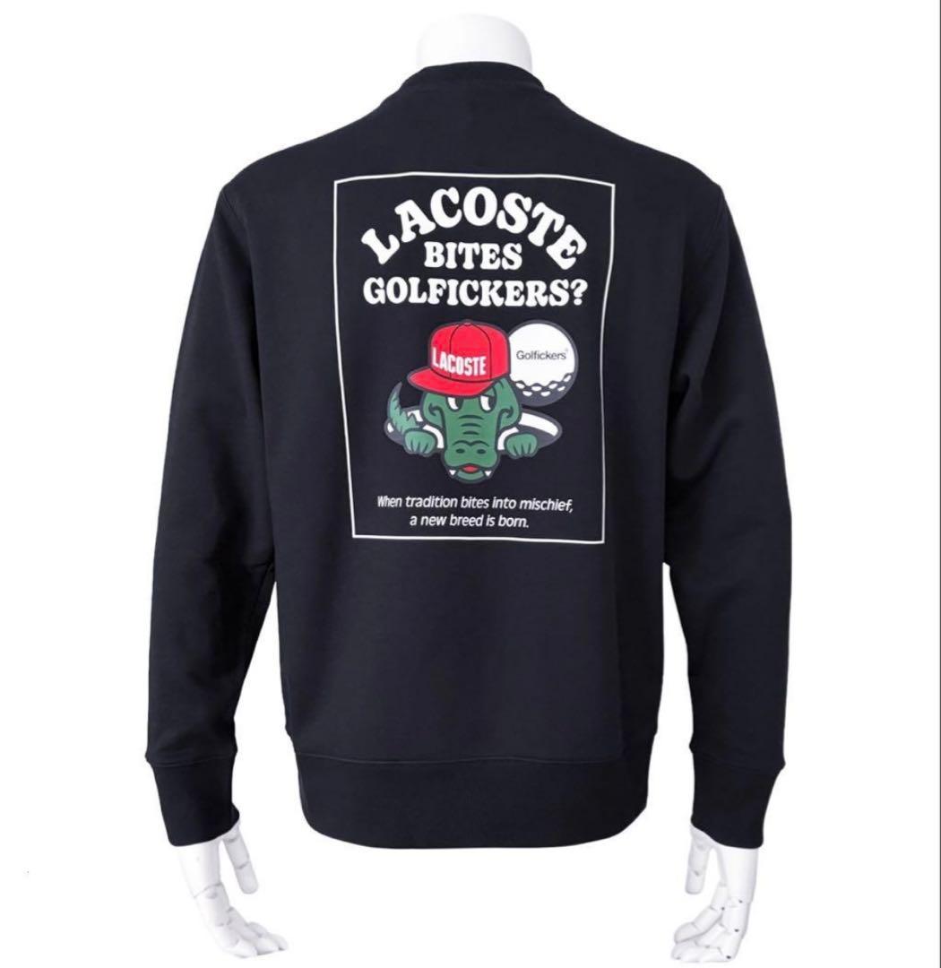 golfickers LACOSTE ブラック クルーネック セーター