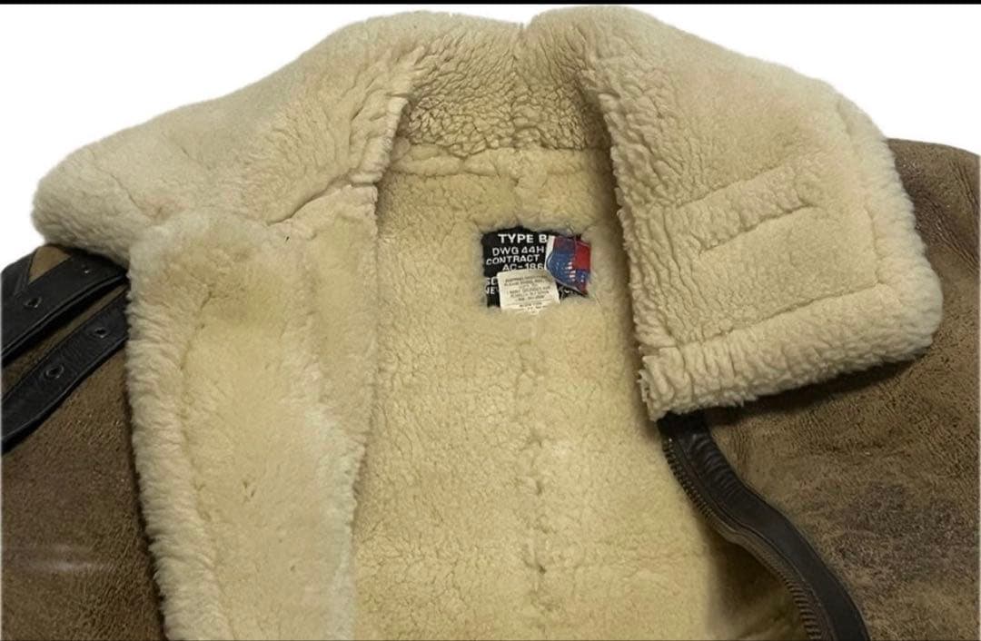 ショットB-3ムートンフライトジャケットADEALジッパー尾錠金具に刻印 38