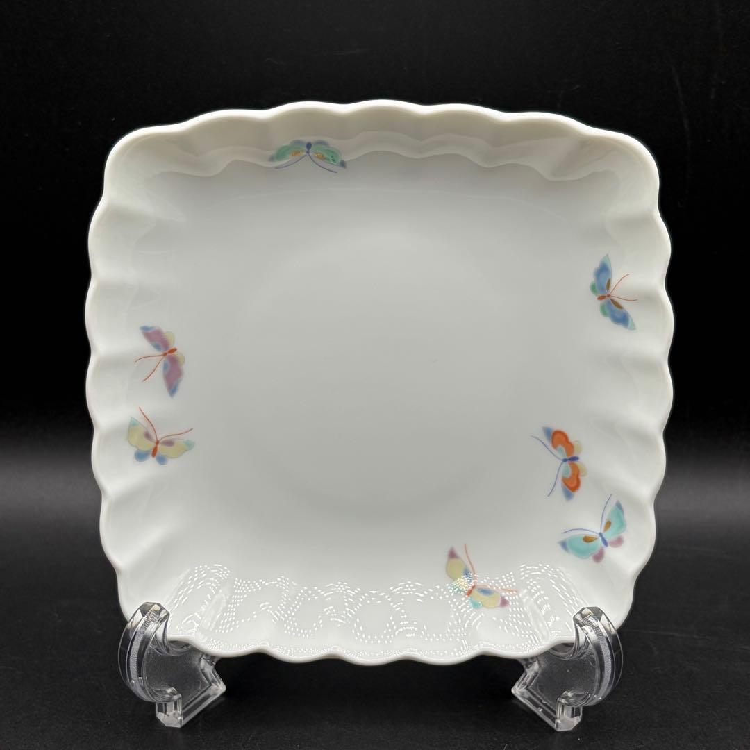 深川製磁 蝶々柄 角皿 スクエアプレート 7枚セット