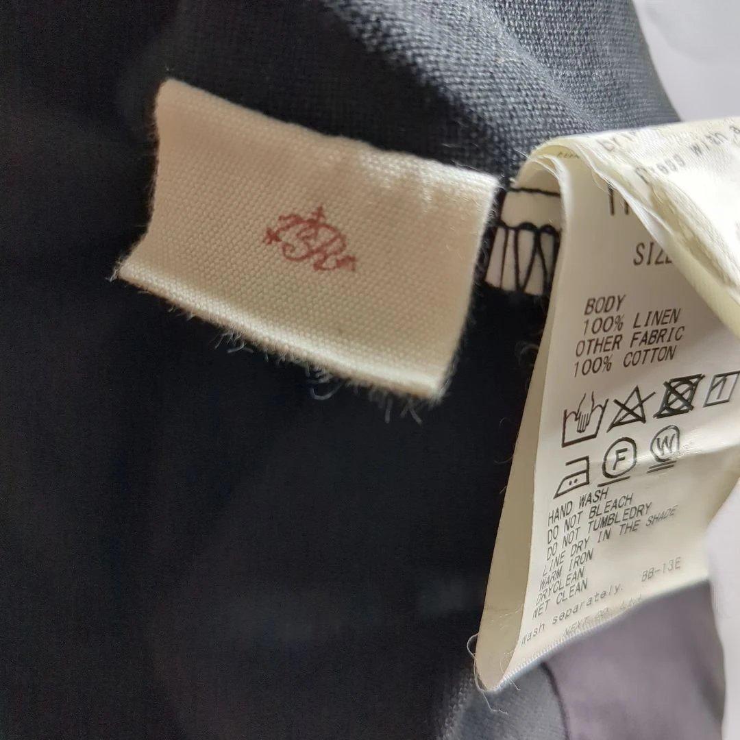 ネストローブ リネンボックス吊りワンピース マキシ丈 麻100% ブラック F