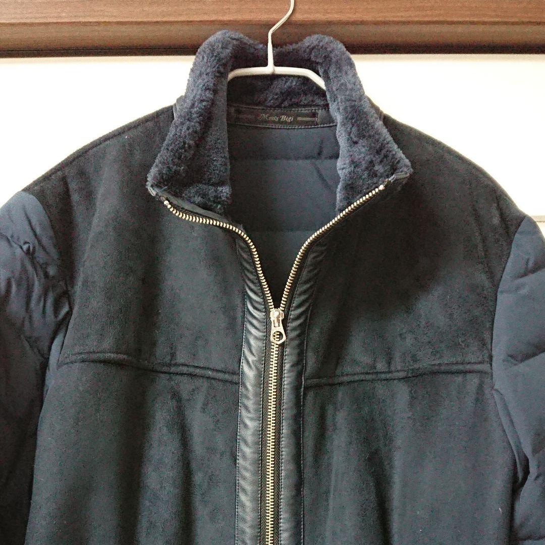 メンズビギ MEN'S BIGI ダウン ジャケット ブルゾン ムートン 紺