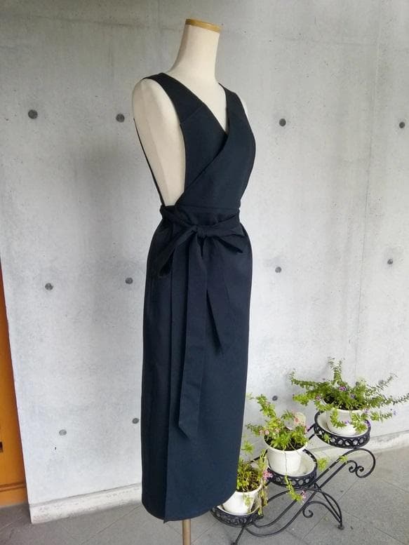 【日本製】S~3L 濃紺 茶道お稽古用エプロン127100-21