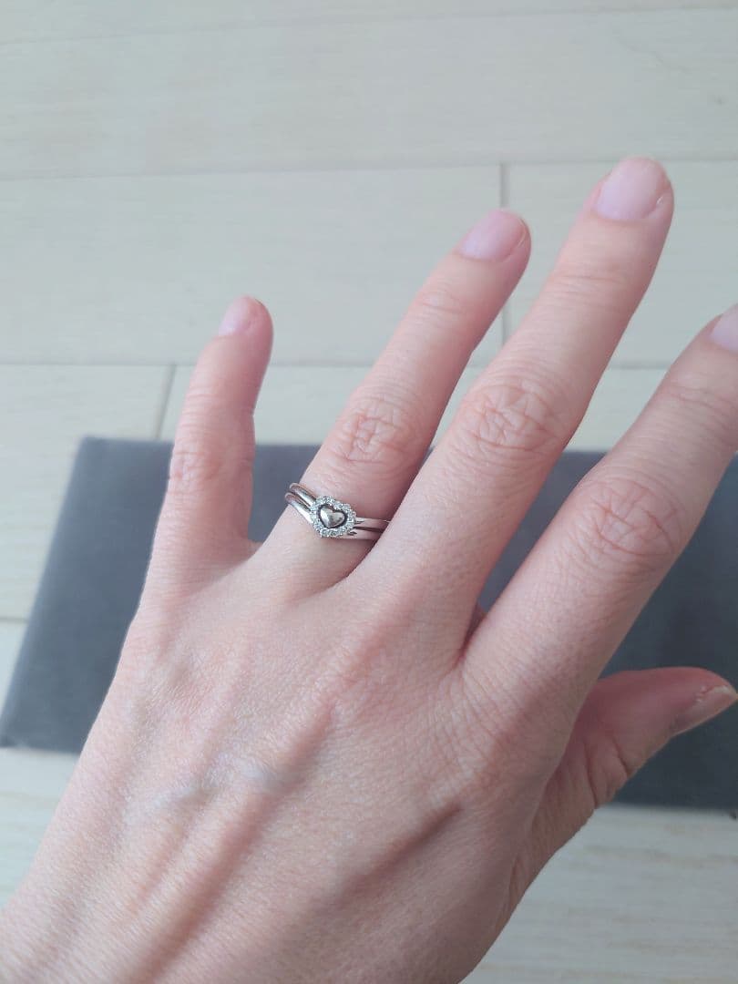 スタージュエリー K18WG ダイヤ 2連リング