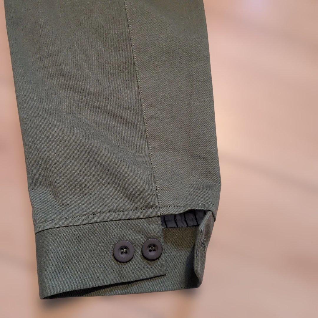 アンティカantique異素材切り替えジャケットとストライプ柄ワイドパンツ