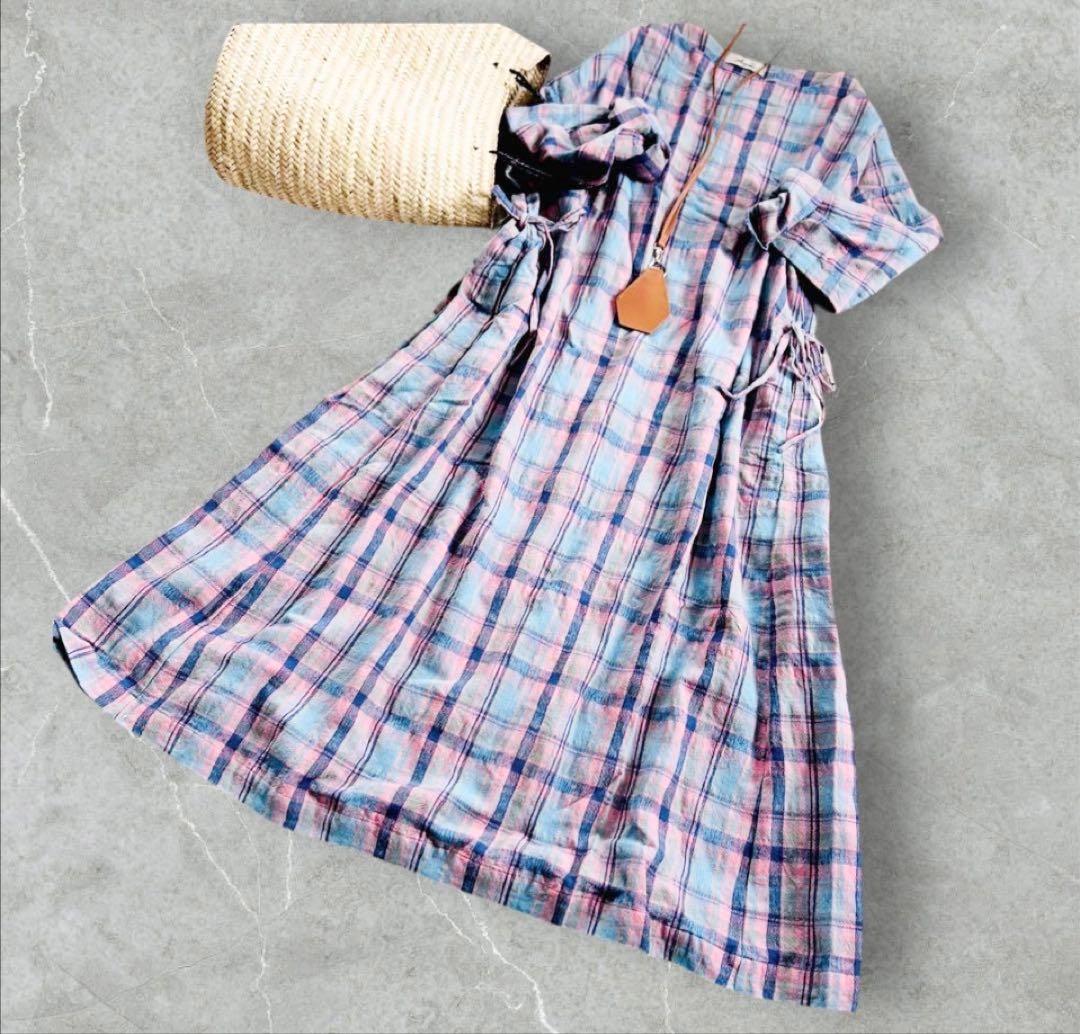 最終値下❤️iCHi Antiquite's ワンピースウールコットンリネンワンピ