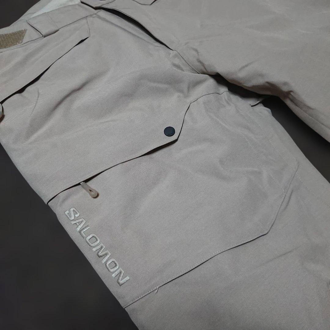 送料無料【SALOMON】ベージュ無地スキーパンツ L