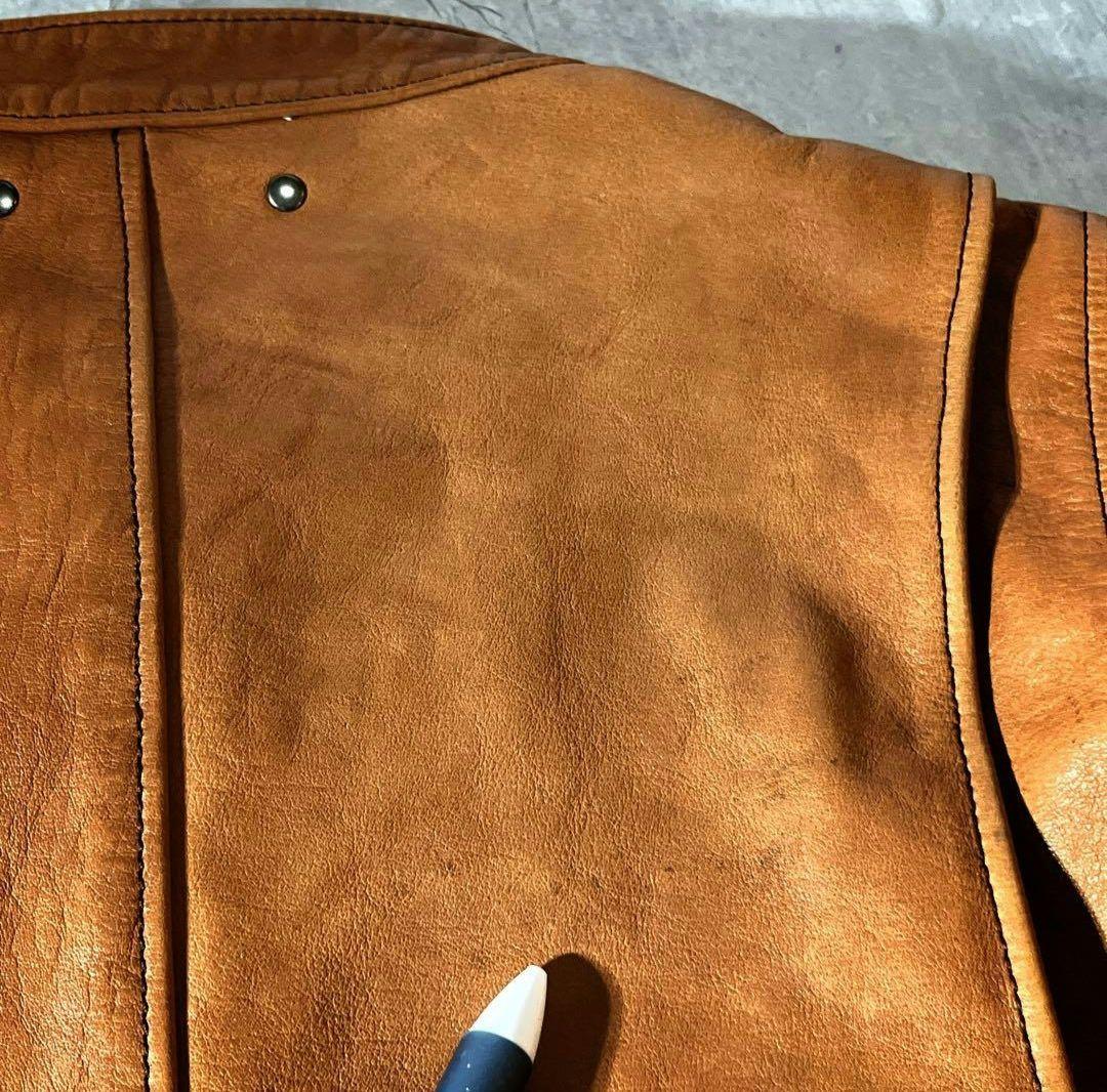 varde77 leather jacket 牛革　シングルライダース　ブラウン