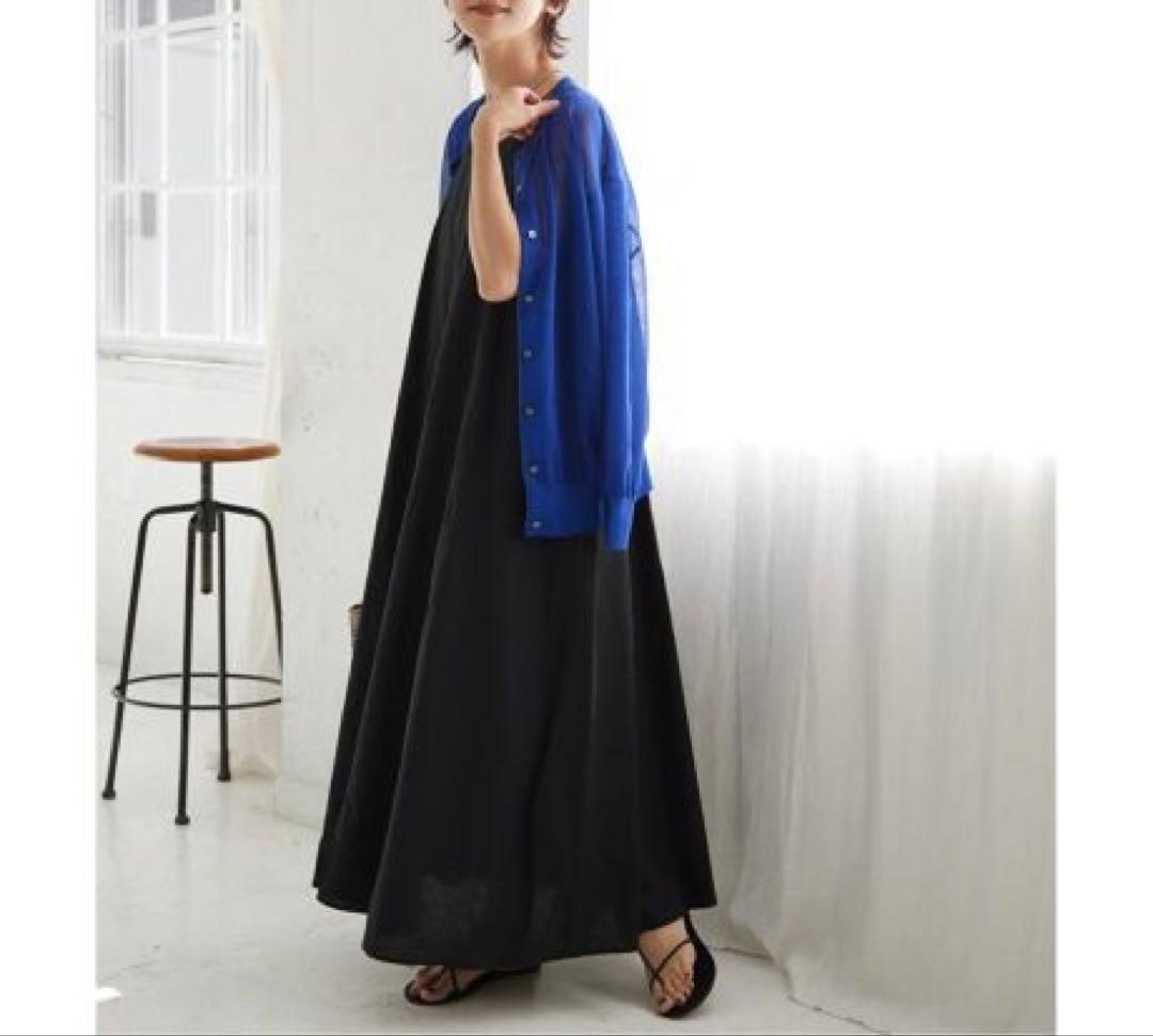 レリューム◆上質　リネン　コットン　ロングワンピース　フレア　洗える　ゆったり