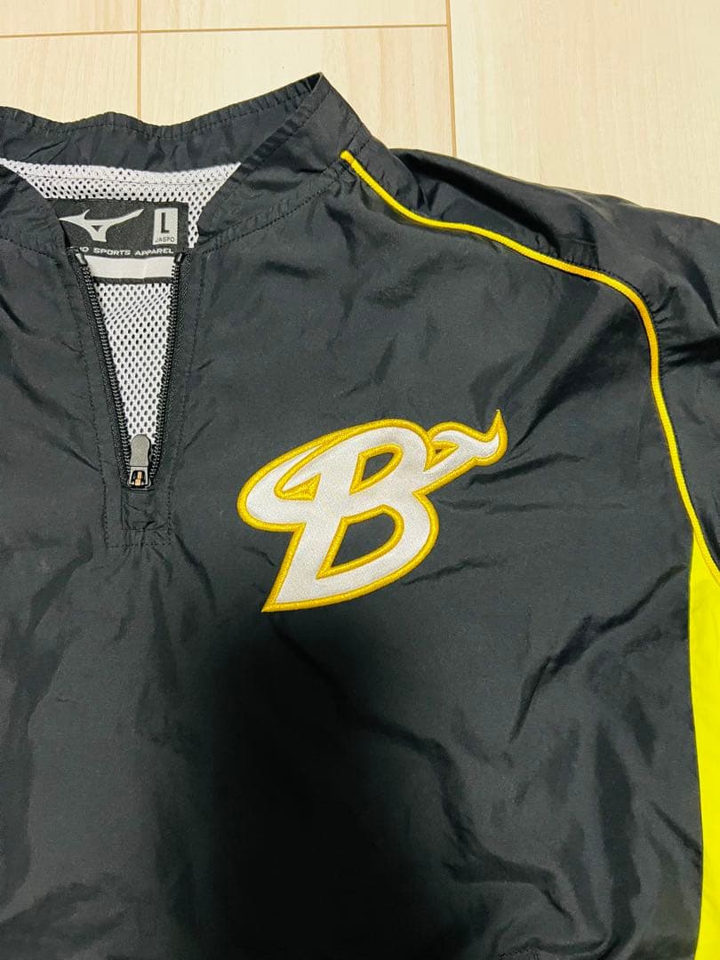 上武大 Mizuno 半袖ジャケット Lサイズ 黒/黄 ピステ