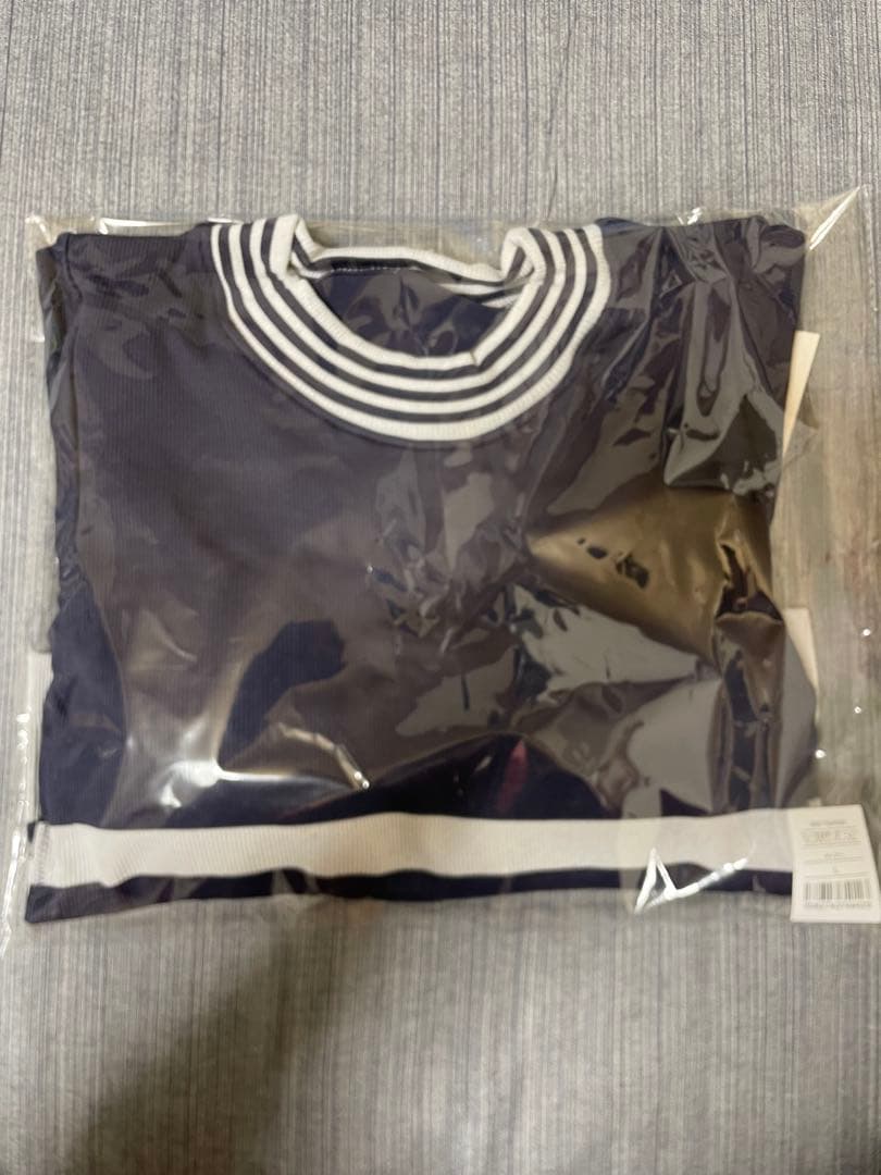 SUKALA カップ付きボーダーニットロングスリーブトップス ネイビー　Lサイズ