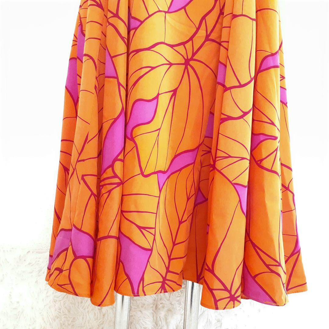 美品◎メネフネプランテーション フラダンス用ドレス オレンジ系 橙系