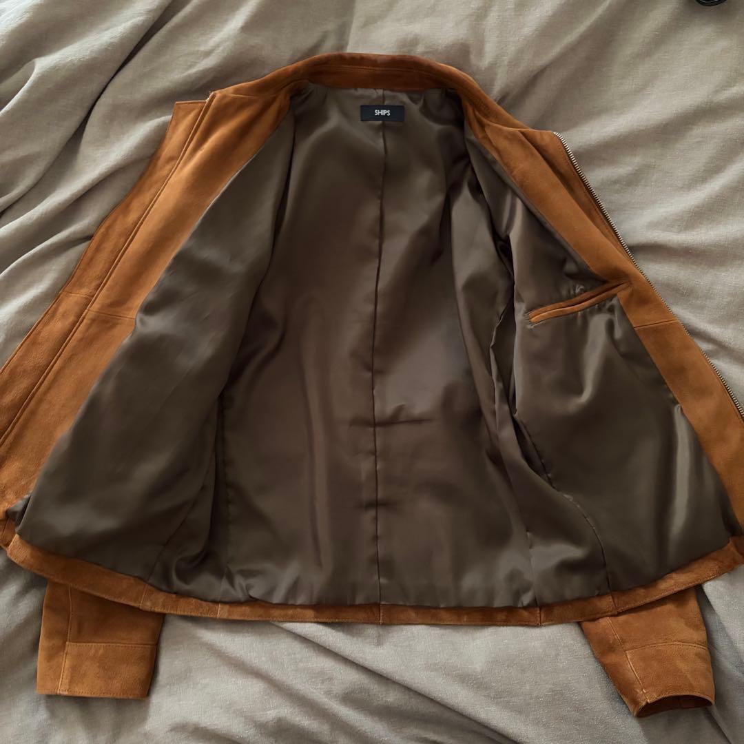 【美品】SHIPS ゴートスエード レザーブルゾン Sサイズ 山羊革