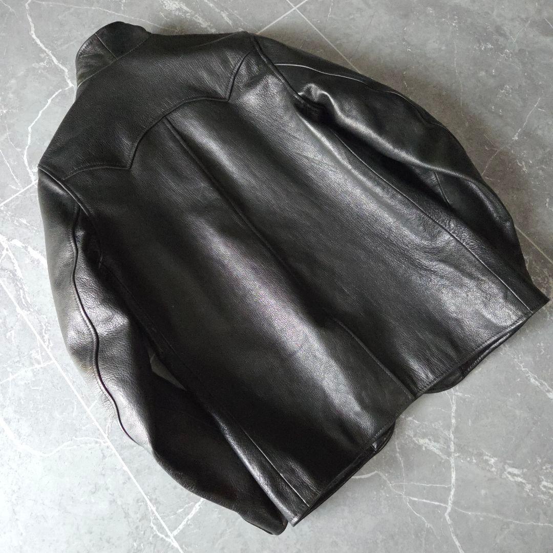 極上山羊革 ウエストライド レザージャケット 38 黒 テーラード バイカー