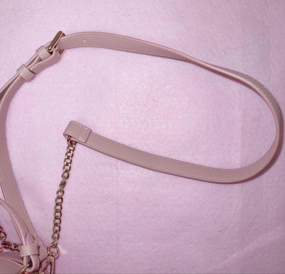 LIZLISA リボンビジューハートバック ピンク