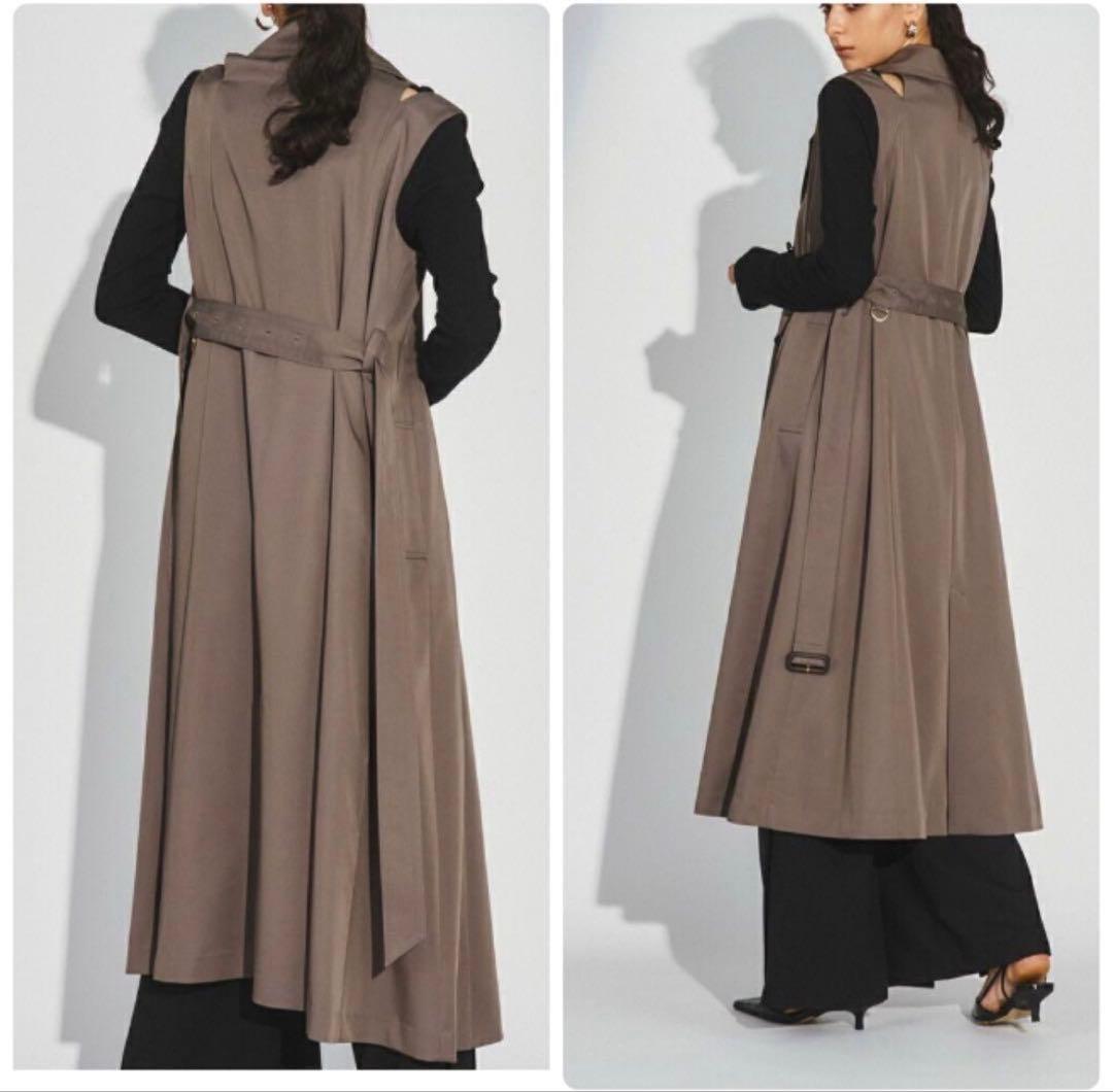 ダイアグラム カットアウトトレンチノースリーブワンピース 2way ジレ　36