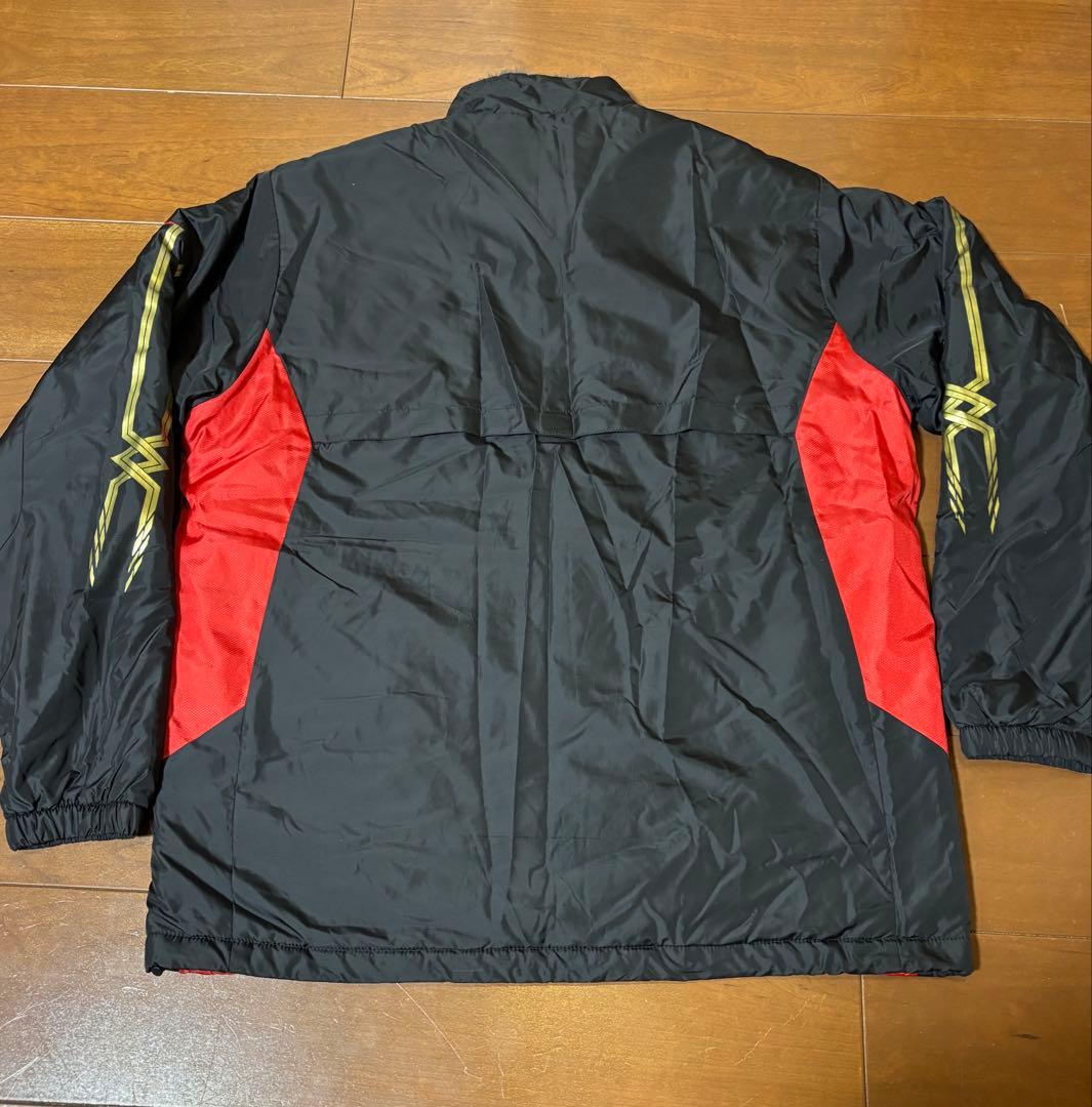 【試着のみ】ミズノ メンズ 中綿入 厚手 ウインドブレーカー上下セット L 黒赤