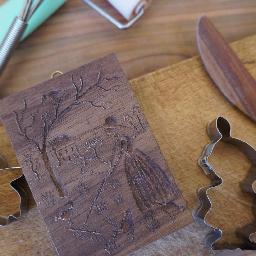 【週末セール！】クッキー型 木製 アンティーク調 スペキュロス型 木工作家