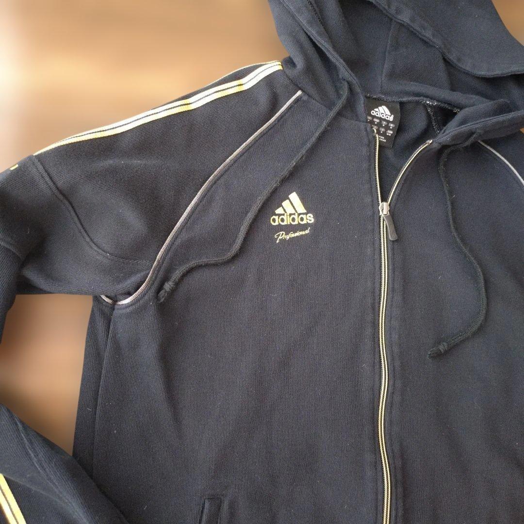 adidas アディダス　プロフェッショナル　パーカー　上下　ブラック×ゴールド