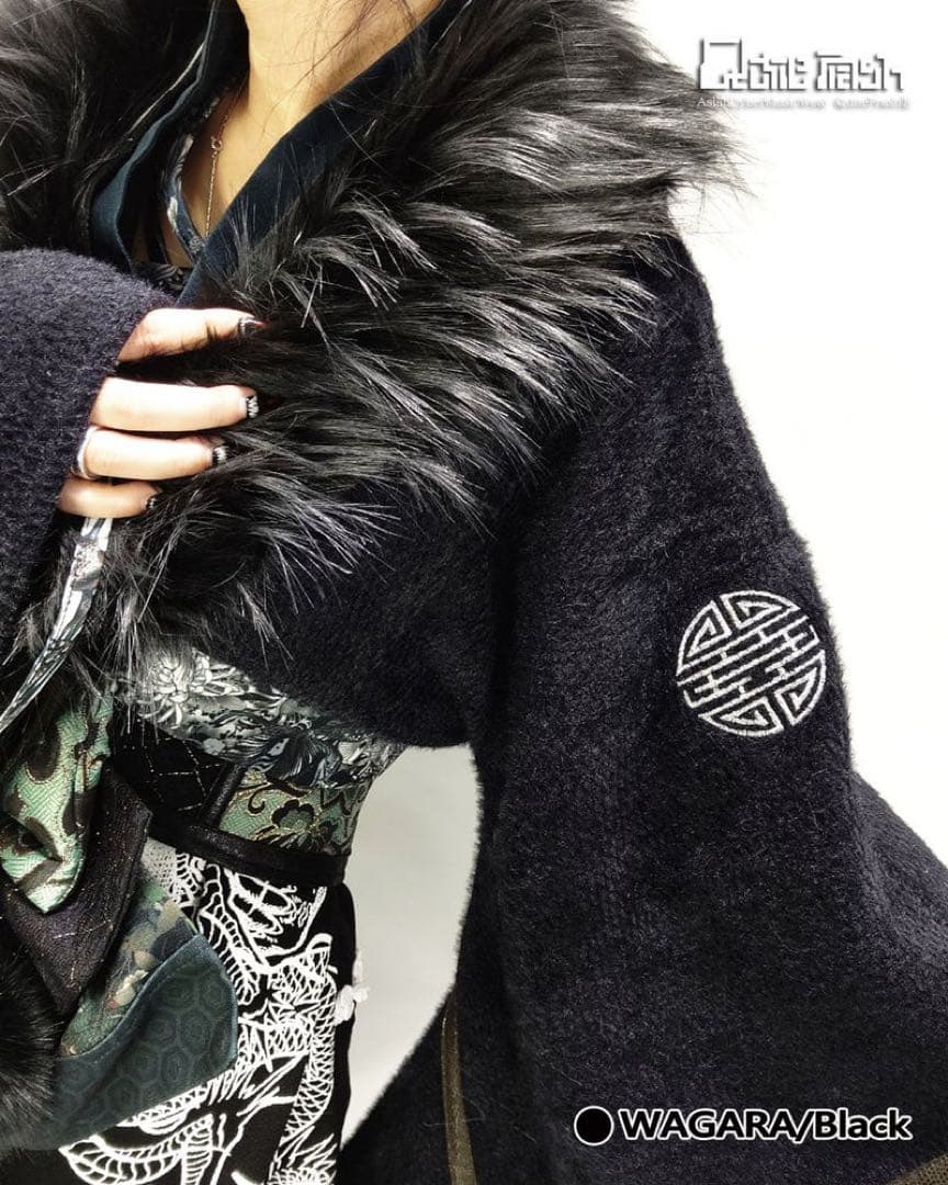 【新品】キューティフラッシュ QutieFrash 衿ファー付き着物カーディガン