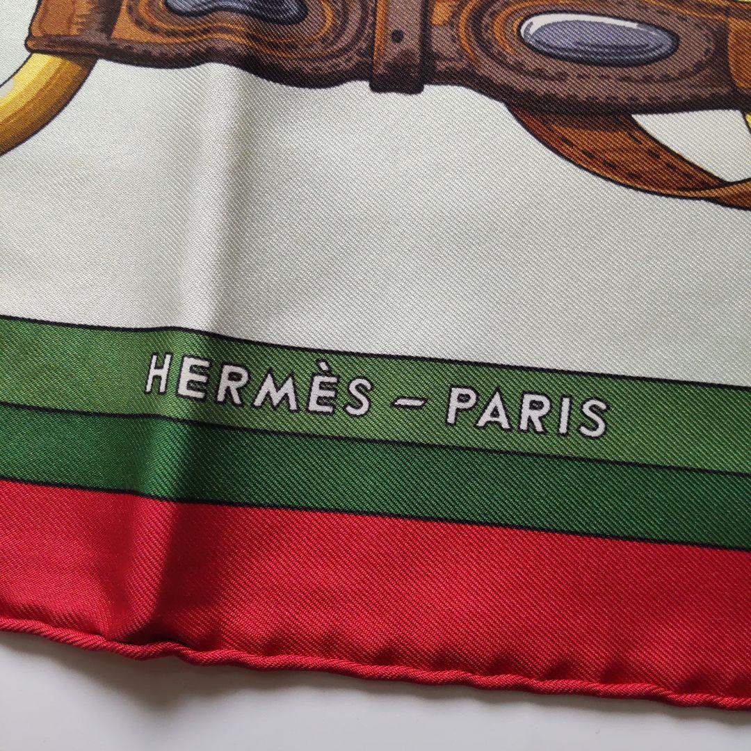 未使用 23SS エルメス シルク スカーフ Coaching グリーン タグ付
