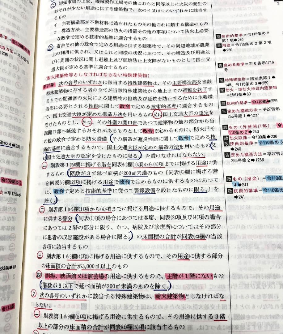 2023年　建築基準法関係法令集　B5サイズ版　線引き済み　日建学院　一級建築士