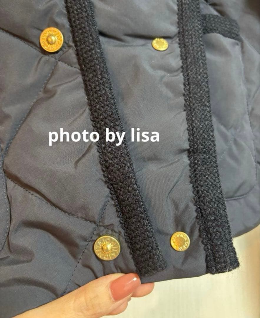 【TAION×anuans】ノーカラーキルティングショートダウン ネイビー