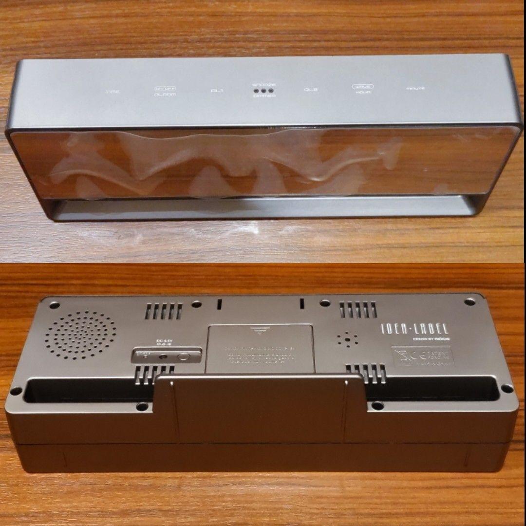 idea label ミラー型 電波式LEDクロック 置時計 美品