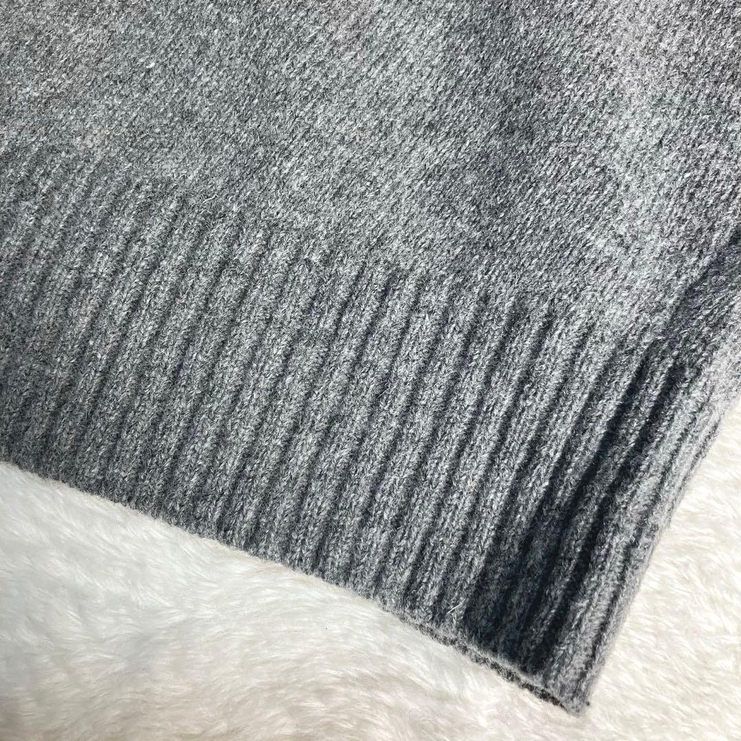 ミズイロインド✨ニットベスト　ウール混　オーバーサイズ　グレー　ワンボタン　貝釦