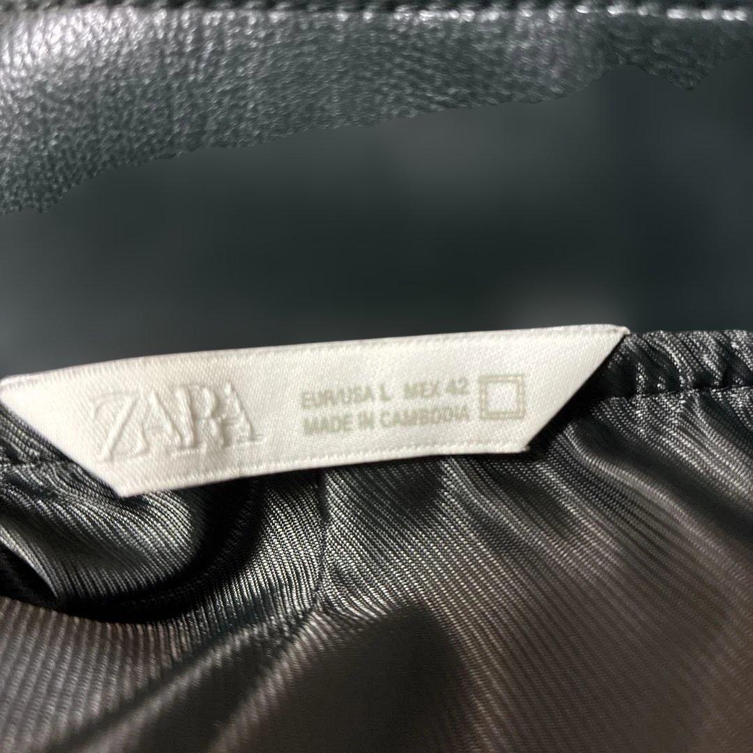 ザラzara フェイクレザー ジャケット リラックスフィット ブルゾン L