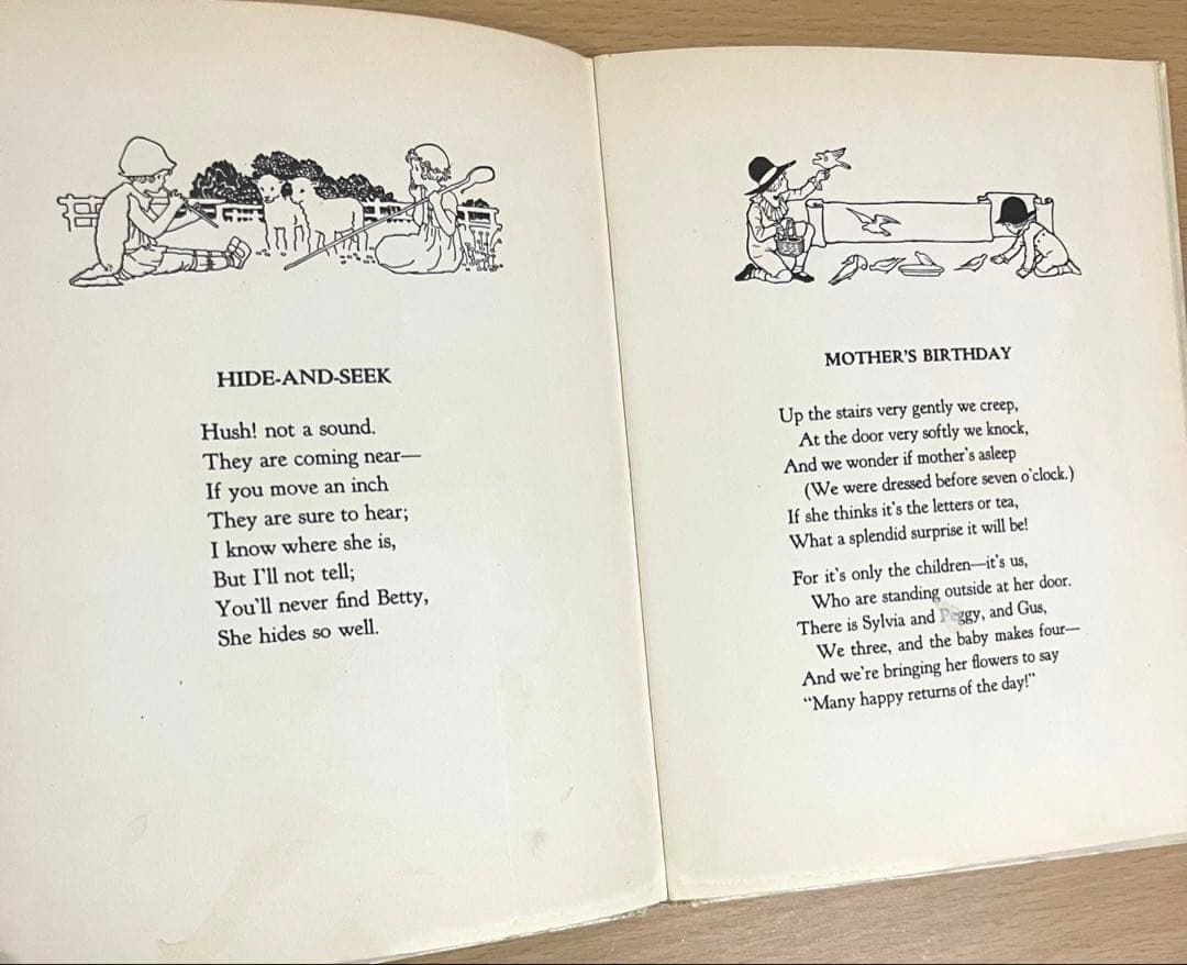 No.340 アンティーク　希少 古書 洋書 絵本 水彩画　児童書　童謡