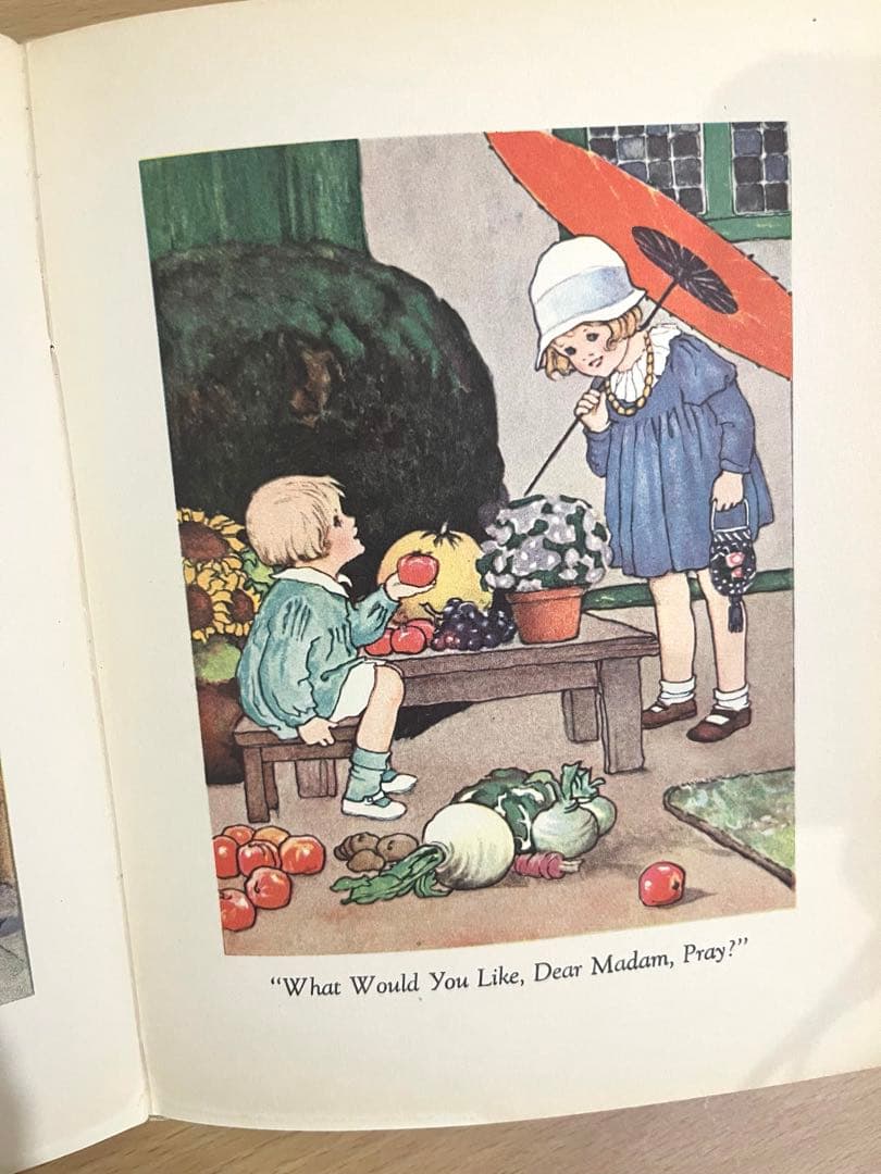No.340 アンティーク　希少 古書 洋書 絵本 水彩画　児童書　童謡