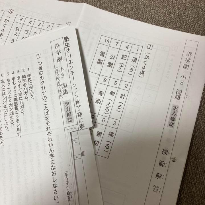no22508106_【浜学園】小3国語復習テストのフルセット、おまけ付・レア品