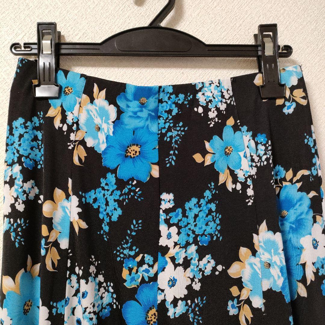 社交ダンス　タカダンスの花柄ロングフレアスカート