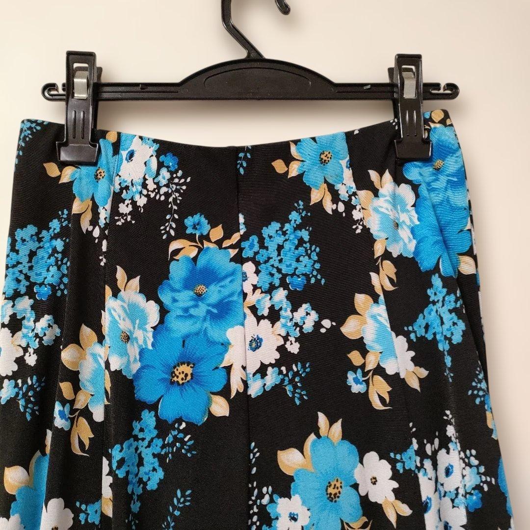 社交ダンス　タカダンスの花柄ロングフレアスカート