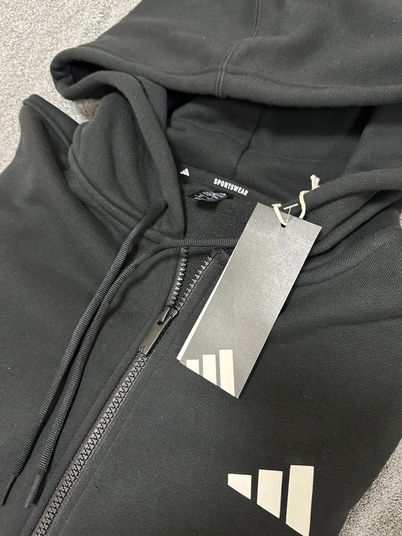 新品タグ付 adidas アディダス セットアップ スウェット 黒 L フーディ