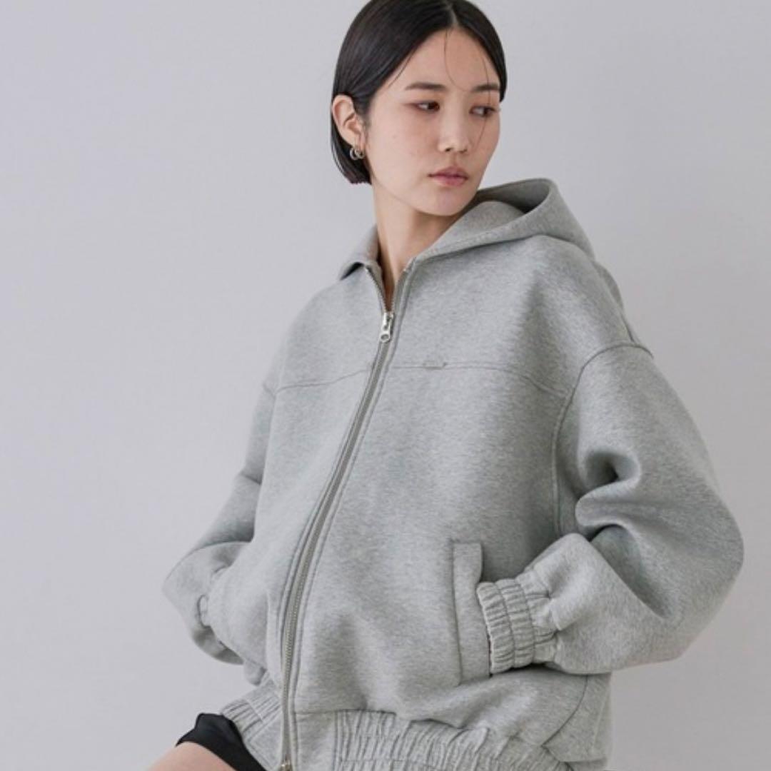 グレー オーバーサイズ フード付きパーカー