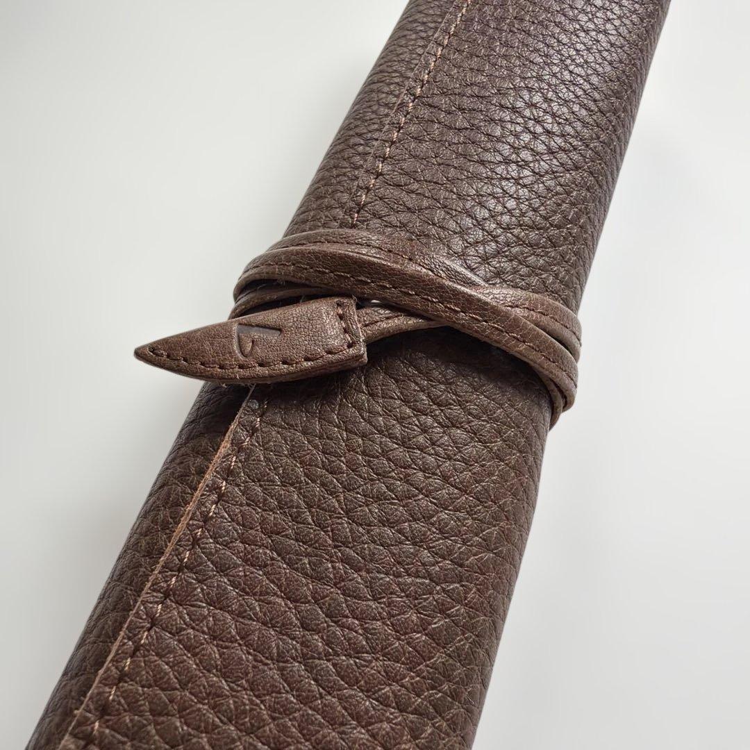 新品未使用 土屋鞄 トーンオイルヌメ ロールペンケース（ダークブラウン）