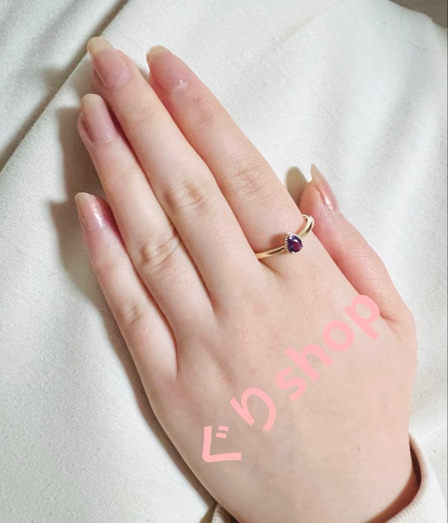 ESTELLE K10 イエローゴールド アメシスト リング　19号