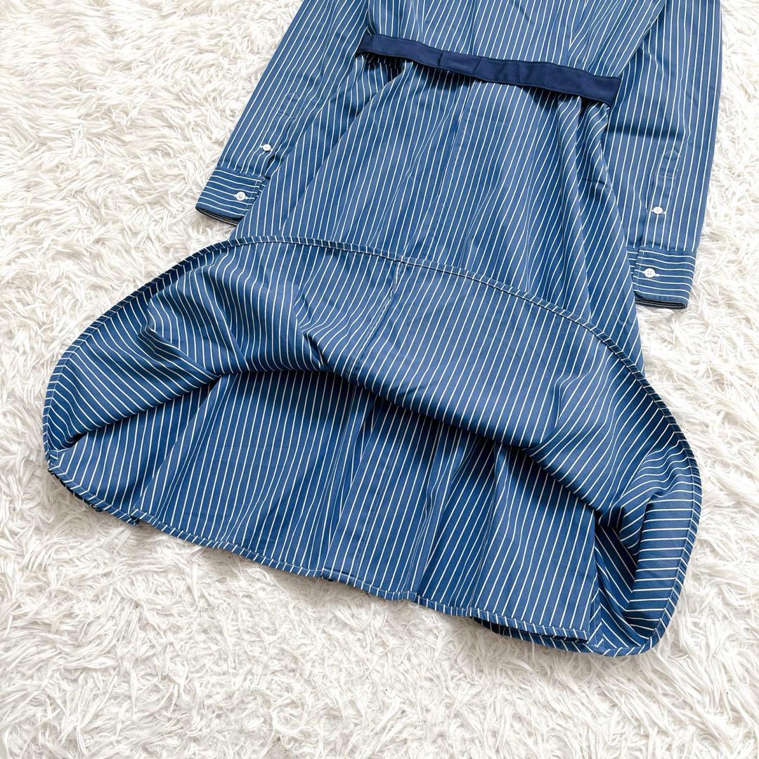 清楚✨ラルフローレン シャツワンピース ストライプ　ポニー刺繍　Aライン　ベルト