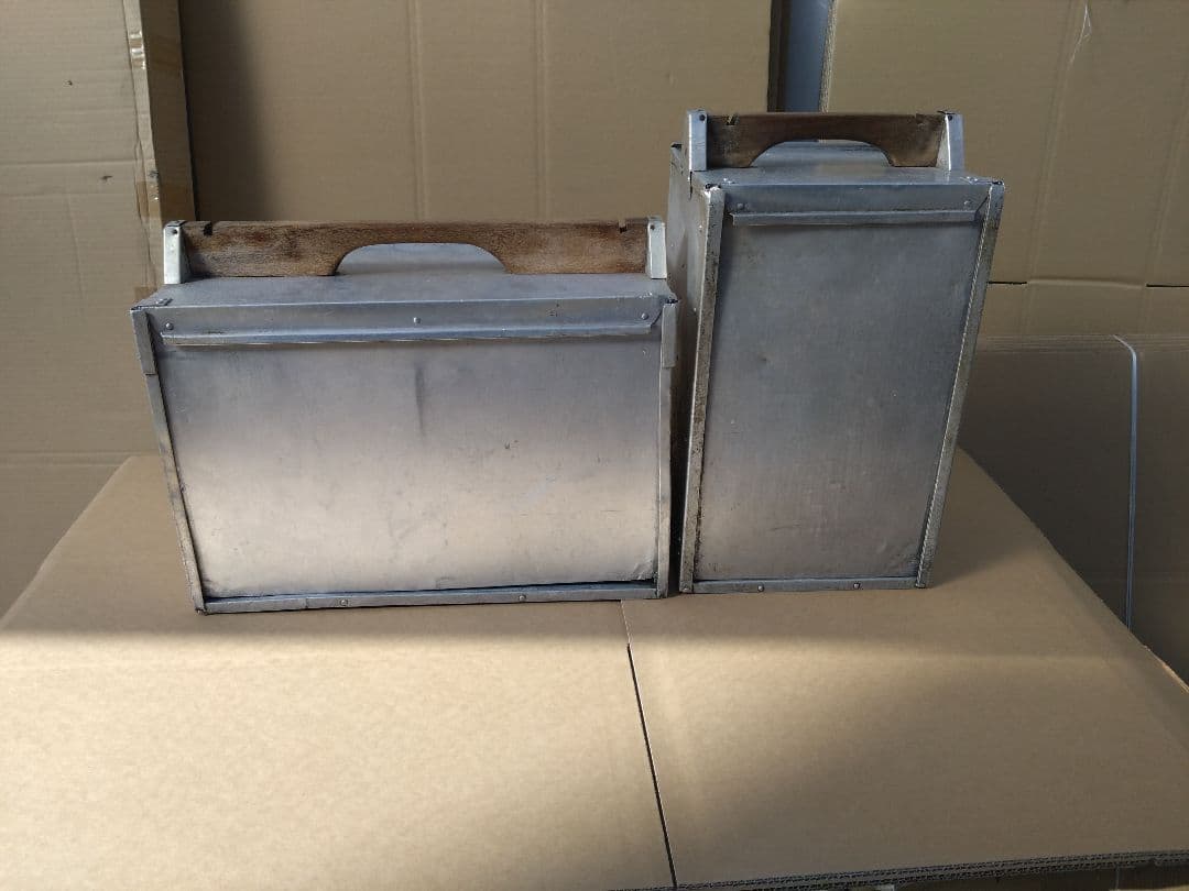 アルミ 出前箱 おかもち 2個セット インテリア 古小道具 昭和 レトロ 町中華