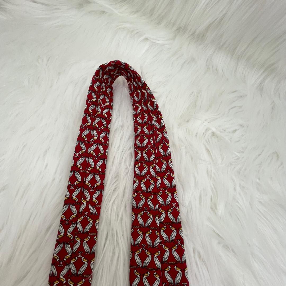 未使用タグ付き✨シャネル　CHANEL　高級シルクネクタイ 　ペリカン　ココ