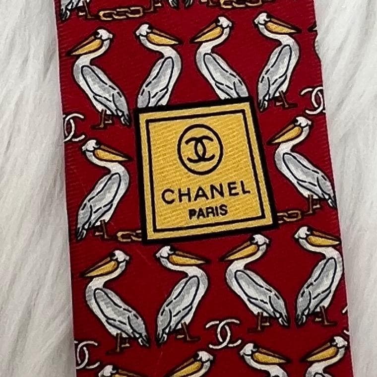 未使用タグ付き✨シャネル　CHANEL　高級シルクネクタイ 　ペリカン　ココ
